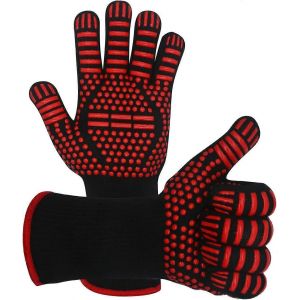 Gants de barbecue Tapis isolé pour barbecue Gants de four antidérapants en silicone pour griller,cuisiner,cuire,griller,souder (rouge) - Neuf