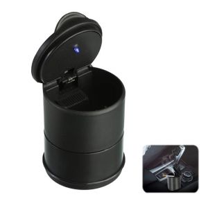 Cendrier en plastique avec couvercle et éclairage LED - Accessoires intérieurs de voiture - Camping-car - Éclairage LED - Porte-cigarette - Couleur : Noir - Neuf