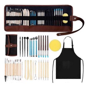 Ensemble de 37 outils pour la sculpture sur argile, outils pour p&acirc;te polym&egrave;re, outils de sculpture pour poterie - Neuf