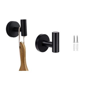 Crochet mural en acier inoxydable pour serviettes et peignoirs - Noir - Neuf