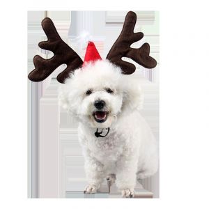 Couvre-chef de Noël pour animaux de compagnie Anneau de cheveux de Noël Chapeau rouge Couvre-chef en bois de renne Vêtements de Noël pour animaux de compagnie Ornements en poils de chien - Neuf