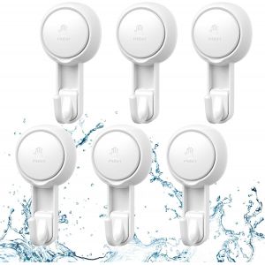 Crochet Ventouse Mural Lot de 6,Crochet Ventouse Puissante Sous Vide,Crochet Vitre Salle de bain Sans Per&ccedil;age R&eacute;sistants Jusqu'&agrave; 5 kg s pour la Salle de Bain et Cuisine - Neuf