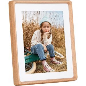 Fchhk-8x10 Pouces Cadre Photo 20x25 Cm, À Poser Ou À Fixer Au Mur, Pour Photo 20 X 25 Cm Maximum Et Avec Passe-Partout Pour Photo 15 X 20 Cm, En Hêtre Naturel. - Neuf