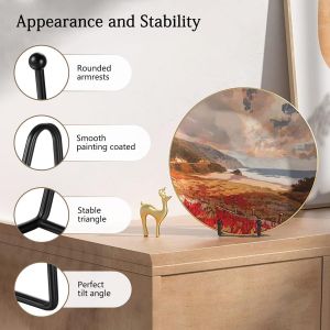 5 Pcs Chevalet Support Assiette Decorative, 4.5 Pouces Chevalet De Table, Métal Noir Support Cadre Photos, Présentoir Pour Livre, Plaque, Carte Postale, Art - Neuf