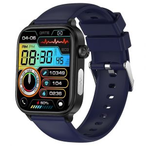 Montre connectée ET570 1,96" avec Bluetooth, appel, ECG, suivi de la fréquence cardiaque et fitness, bracelet en silicone - Bleu, Multicolore - Neuf