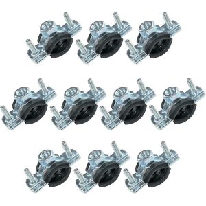 KALANKA-- C49892 - Lot de 10 Collier isophonique -support fixation avec joint - pour tuyau Ø 3/8'' 15-19mm - DIN EN 10111 - en acier zingué - à visser ¿8 - Neuf