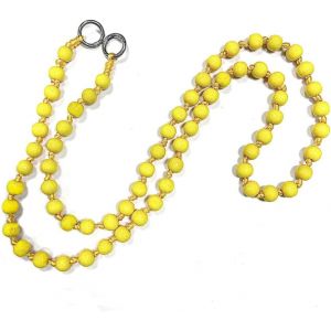 Kal-Chaîne De Téléphone Portable Avec Perles En Bois Multicolores - 120 Cm - Amovible - Universel - Anti-Perte - Pour Téléphone Portable - Pour Femme Et Fille - Jaune - Neuf