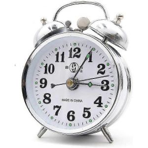 Wekity Old Fashioned Double Bell Mécanique Wind,Argent Szrh A-F - Neuf