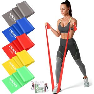 Pack Of 5 Elastic Bands,1.5 M Elastic Sport Tpe Resistance Band,Bodybuilding,Elastic Band For Pilates,Yoga,Sports,Home,Gym - Neuf