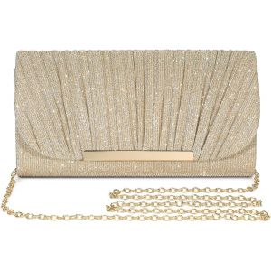 TIANYI-Pochettes et Clutches Femmes, Sac de Soir&eacute;e Femme, Dor&eacute;e Pochette Sac a Main Femme pour Mariage Ceremonie, &eacute;l&eacute;gant Pochettes Sac de Soir&eacute;e avec Amovible Cha&icirc;ne pour Boule - Neuf