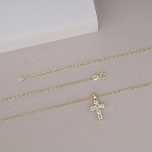 Collier Argent 925 Femme,Collier Croix Chr&eacute;tienne,Pendentif Oxydes De Zirconium Cubiques Pour Femmes - Neuf