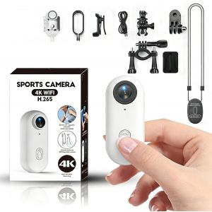 MEVRONISSHOP-Mini Camera Sport 4K Camera Sport Portable POV &eacute;tanche 30 M&egrave;tres 120&deg; Wide-Angle Cam&eacute;ra Sport avec Clip Arri&egrave;re 360&deg; Format Audio et Vid&eacute;o Enregistrement Mains Libres Action Cam pour Mot - Neuf