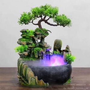 Créatif Intérieur Simulation Résine Rocaille Cascade Statue Feng Shui Fontaine D'eau Maison Jardin Déco - Neuf