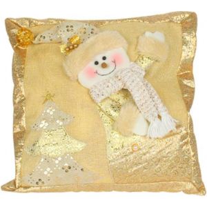 No&euml;l Housse De Coussin 44x44 D'or De No&euml;l D&eacute;coratif En Coton Et Lin Taie D'oreiller De No&euml;l Taies D'oreillers, Housses De No&euml;l, Bonhomme De Neige) - Neuf