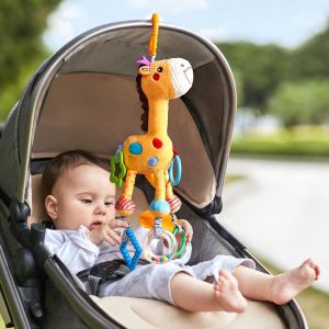 Nouvelhorizonstore-Jouet Girafe Suspendu Hochet Pour Poussettes,Jouets De Poussette De Landau De B&eacute;b&eacute; Avec Carillons &Eacute;oliens,Si&egrave;ge De Voiture Animaux En Peluche Activit&eacute; Jouet Cadeau Pour Nouveau-N&eacute; - Neuf