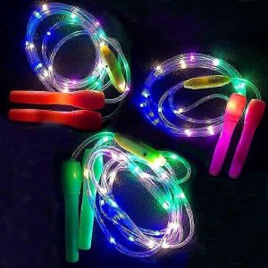Pack De 3 Corde &Agrave; Sauter Lumineuse &Agrave; Led Longueur R&eacute;glable Et Trois Modes D'&eacute;clairage Corde &Agrave; Sauter De Vitesse Pour Enfant Spectacle De Lumi&egrave;re Fitness - Neuf