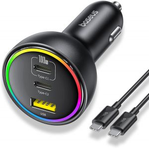 152.5w Allume Cigare Usb C, 3 Ports Rgb Chargeur Voiture Rapide Avec C&acirc;ble Usb C De 100w, Chargeur Allume Cigare Pour Macbook Pro/Air, Iphone 16/15/14/13, Samsung S24/S23, Ipad, Airpods, Etc - Neuf