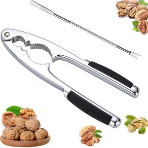 Nussknacker En Acier Inoxydable Avec Manche Antid&eacute;rapant Et 1 Fourchette En Acier Pour Noix Grandes Et Petites, &Eacute;clateur De Noisettes, Noix, Amandes Et Cacahu&egrave;tes - Neuf
