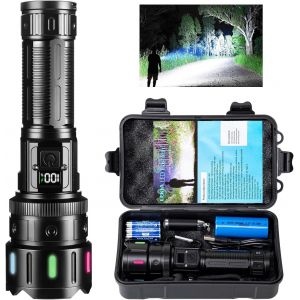 Cmwx-Lampe Torche Led Ultra Puissante 500000 Lumens, Rechargeable Type-C Lampe De Poche, 5 Modes Zoombar Longue Portée Torches Ip65 Étanche Avec Batterie De 5000mah Pour Camping Randonnée Urgence - Neuf