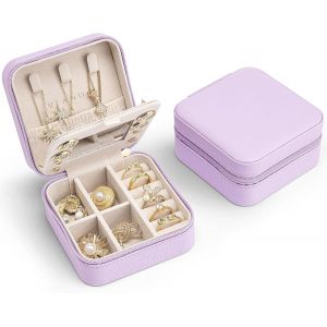 Trahoo-Bo&icirc;te &Agrave; Bijoux De Voyage Pour Fille - Petite Bo&icirc;te &Agrave; Bijoux - Mini Bo&icirc;te &Agrave; Bijoux - Miroir - Rangement Pour Boucles D'oreilles, Bagues, Cha&icirc;nes, Montres, Id&eacute;e Cadeau Pour Femme - Neuf