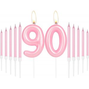 Chenquansarl-Ensemble De Bougies Rose Clair En Forme De Chiffre 90 Pour D&eacute;coration De G&acirc;teau D'anniversaire, D&eacute;coration De F&ecirc;te Et Anniversaire De Mariage &iquest; D&eacute;coration De G&acirc;teau Pour Femme - Neuf
