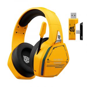 Transformers TF-G10 Casque Gamer Sans Fil &iquest; Bluetooth 5.4 & 2.4G | Son Surround 7.1 | Faible Latence | Autonomie 30H | Compatible PS5/PC/Switch/Mobile - &Eacute;dition Bumblebee (Jaune) - Neuf