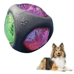 Balle Jouet Pour Chien Lumineuse À Led Avec Couineur - Balle De Jeu Interactive En Caoutchouc Pour Chiens, Colorée Et Durable Pour Aller Chercher Et S'amuser - Neuf