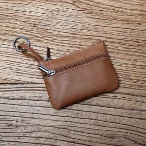 Mini Porte-Monnaie En Cuir V&eacute;ritable Pour Hommes,Portefeuille En Cuir De Vache Avec Fermeture &Eacute;clair,Sac &Agrave; Cartes Vintage,Portefeuille Court Pour Dames,&Eacute;tui Pour Cl&eacute;s Nzpj.Light Brown. - Neuf