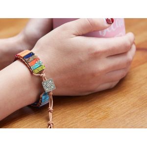 Bracelet En Cuir 7 Chakras Pour Homme Et Femme, Bijou D'amiti&eacute; Boh&egrave;me R&eacute;glable - Neuf
