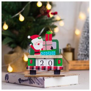 Pi&egrave;ce Vert Des D&eacute;corations De No&euml;l, Cr&eacute;atif Mois De No&euml;l Le Compte &Agrave; Rebours Des Ornements En Bois Voiture De Compte &Agrave; Rebours Calendrier Des Ornements - Neuf