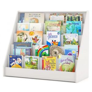 COSTWAY Biblioth&egrave;que pour Enfants &agrave; 5 Niveaux - 91 x 38 x 76,5 cm &Eacute;tag&egrave;res de Livres avec Dispositif Anti-basculement Blanc - Neuf