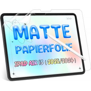 [2 Unit&eacute;s] Protection &Eacute;cran Effet Papier pour iPad Air 13 Pouces M3/M2 (7eme/6eme G&eacute;n. 2025/2024), Protecteur D'&eacute;cran en PET Papier Mat, Anti-Reflet/Anti-empreintes, Parfaitement &Eacute;crire et Dessiner - Neuf