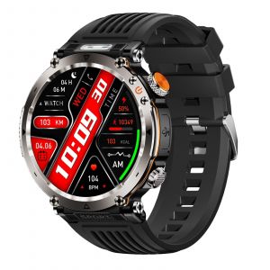 Montre Connect&eacute;e Sport &Eacute;tanche IP68 Avec &Eacute;cran 1.7 Pouces et Boussole Orange Noir YONIS - Neuf