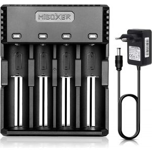 Chargeur De Batterie Avec 4 Lots De Charge, Batterie Rapide Chargeur Pour Batteries Rechargeables, Li-Ion Lifepo4 Ni-Mh Ni-Cd Aa Aaa C 18350 18500 18700 20700 21700 26650 Rcr123 - Neuf