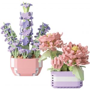 KALANKA-2 Pièces Mini Fleurs Blocs de Construction de Plantes Succulentes 349 Pcs +335 Pcs (Camélia + Lavande) Construction Fleur Bonsaï Kit Construction Bouquet Fleurs pour DIY Activité Manuelle - Neuf