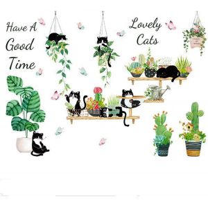 Kalanka-Stickers Muraux Plantes, Sticker Mural Plante Tropicale Déco, Tropicale Vertes Autocollants, Pour La Décoration Murale Dans Le Salon, Le Bureau, L'étude - Neuf