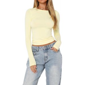 Utigh-Hauts Décontractés Pour Femmes Top Moulant Pour Femmes T-Shirts Moulants À Manches Longues - Tops Basiques - Neuf