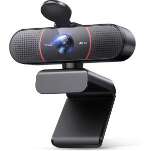 Webcam 4K, Webcam UHD avec Cache d'objectif et Double Microphone, autofocus PDAF, caméra de Streaming 73° avec Correction Automatique de la lumière, pour Zoom/Skype/Youtube - Neuf