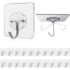 Senior-Crochet Adh&eacute;sif 15Kg( ) Transparent Autocollants Crochet Murale Salle De Bain Porte Serviette Pour Accroche Salle De Bain,Cuisine,Plafond,Accrocher,Mural,Porte,Peignoirs (20 Pi&egrave;ces)[L389] - Neuf