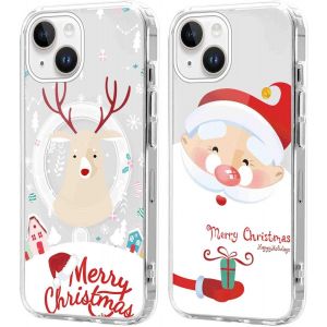 SJZG-2 Pi&egrave;ces No&euml;l Coque Magn&eacute;tique Pour Iphone 14 Plus 6,7'', Etui En Motif Dessin Cadeau De No&euml;l Compatible Avec Magsafe, Housse Christmas Silicone Bumper Cover Pour Iphone 14 Plus, P&egrave;re No&euml;l 02 - Neuf
