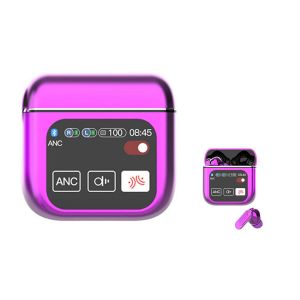 &Eacute;couteurs sans fil Bluetooth 5.4 avec &eacute;cran tactile et r&eacute;duction de bruit - Violet - Neuf