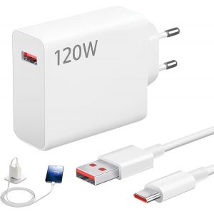 LORANKA-120W Chargeur Charge Rapide, Chargeur 120w, Charg&eacute;ur Rapide et 1M 6A Type C Cable Mi Turbo, pour 14 13 12 12t 12s Pro Lite Note K60 K50 12 11 Pro Plus - Neuf