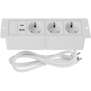 Recessed Table Socket 3 Way Usb Type C Socket Recessed Socket For Office Kitchen - Neuf