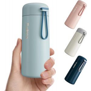 Mini Gourde Isotherme 250ml, Petite Bouteille Isotherme En Acier Inoxydable Pour Boissons Chaudes Et Froides, Mini Thermos Facile À Transporter - 100% Étanche (Bleu Grisé) - Neuf