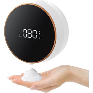 Distributeur de désinfectant pour les mains sans contact 300 ml, chargement USB, affichage LED mural, distributeur de savon pour les mains avec capteur pour salle de bain et cuisine (blanc) - Neuf