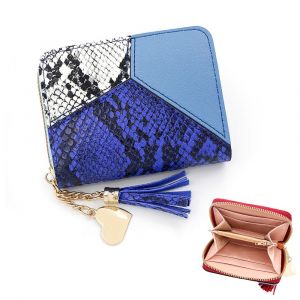 Épissure des Femmes porte-monnaie en Bleu, les Petites Dames en Cuir Pliable, un porte-Monnaie avec de l'Argent ID Titulaire de Carte de Crédit, fermeture à Glissière porte-Monnaie Sac - Neuf