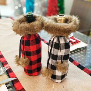 Lot De 2 Sacs À Vin, Sac Cadeau À Cordon Pour Bouteilles, Sacs Cadeaux Pour Bouteilles De Vin, Housse De Bouteille De Vin De Noël, Sac Cadeau De Vin De Noël, Décorations De Table De Noël - Neuf