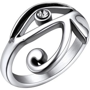 Trahoo-Bague Oeil Horus Homme Personnalisable Chevalière Acier Inoxydable, Taille 54-72 Anneau Égyptien Porte Bonbeur Bijoux Motard Biker Gothique Cadeau Pour Ado Garçons - Neuf