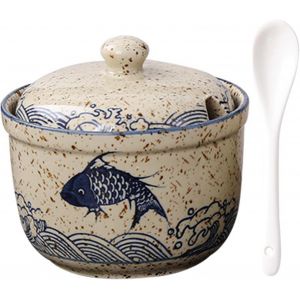 Cmws-Sucrier En Céramique, Sucrier Avec Couvercle Et Cuillère, Boîtes À Épices En Céramique, Boîte À Épices Avec Couvercle Pour Sucre, Sel, Fromage, Épices - Neuf