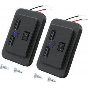 Lot De 2 Prises De Chargeur De Voiture Double Usb 4,8 A Avec Interrupteur, Adaptateur D'Alimentation 12 V/24 V, Panneau De Charge Rapide Usb Avec Led Pour Bateau, Vus, Caravane, Camping-Car, Camion - Neuf